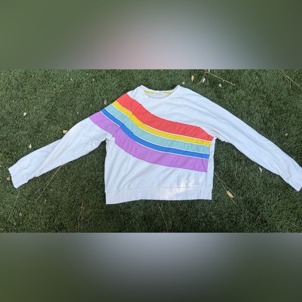 ⛱️🔥Marine Layer - White Rainbow Stripe Sweatshirt - M